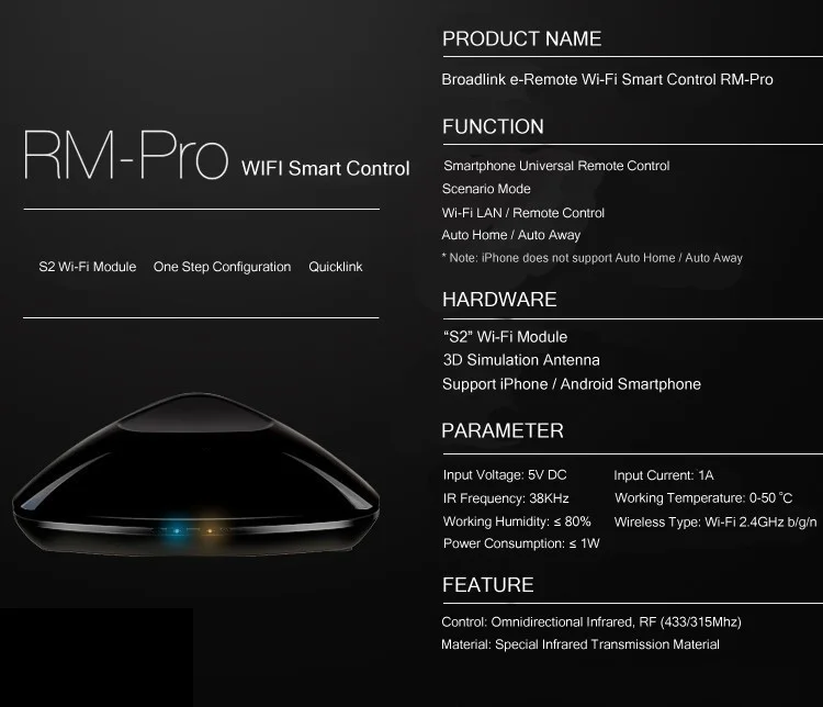 RM Pro+ Универсальный Интеллектуальный контроллер, wifi+ IR+ RF беспроводной пульт дистанционного управления для смарт-светильник для умного дома