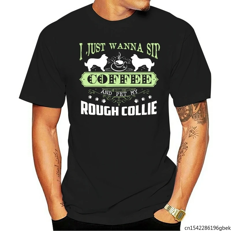 

I Just Wanna Sip Coffee Rough Collie Pattern Men's T-Shirt
