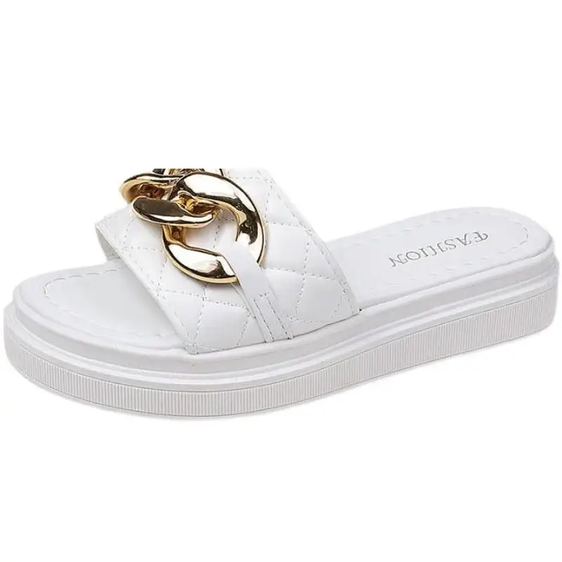 

Flat Shoes Female Slippers Women Summer Slides Platform Fashion Pantofle Med Soft Luxury 2021 Rubber Basic PU Shoes Woman 2021 H