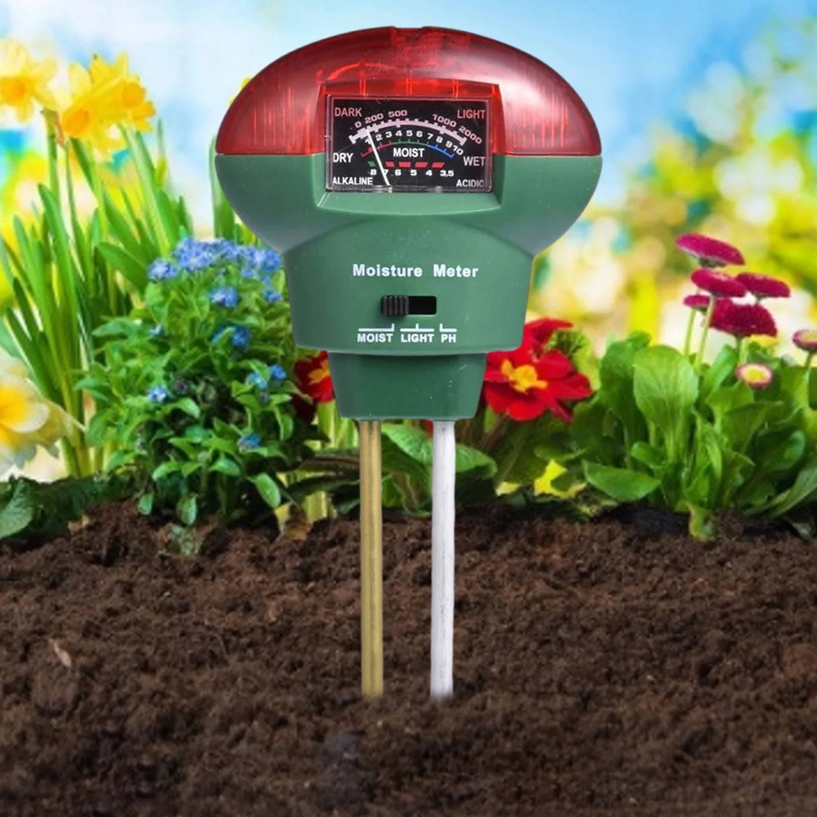 

3-in-1 Soil PH Tester Temperature Moisture Mete Sunlight Intensity Measur Tool Indoor Outdoor Garden Plant Soil Acidity Test