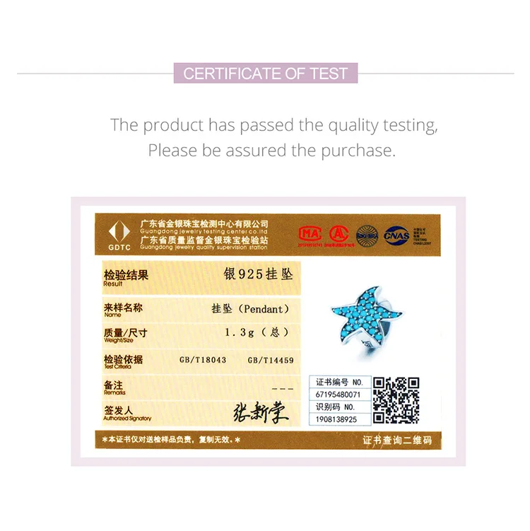 WOSTU, 925 пробы, серебряная Морская звезда, Силиконовая пробка, прокладка, синие циркониевые амулеты, подвеска, подходит для оригинального браслета, ювелирное изделие из бисера, FIC1313
