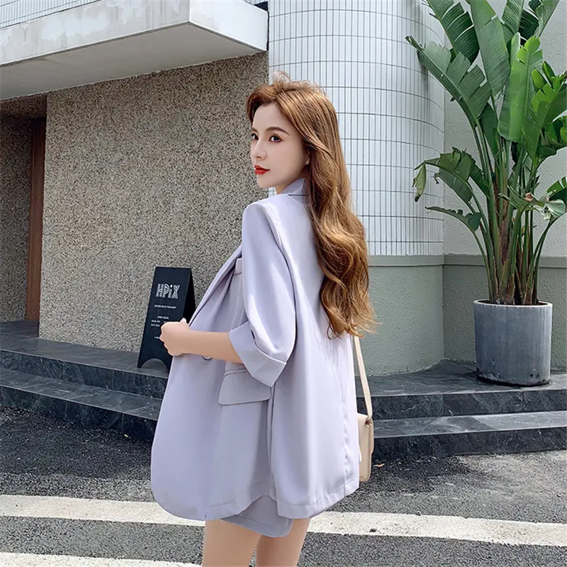 Женский комплект из 2 предметов HziriP OL Фиолетовый Тонкий элегантный пиджак и шорты