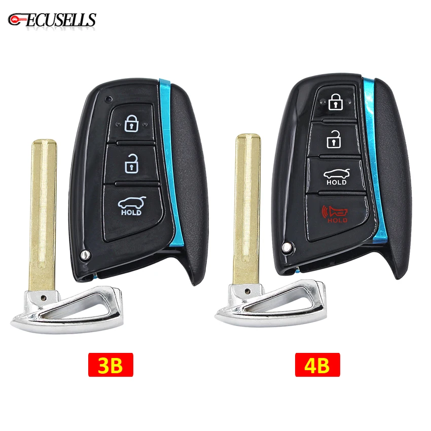 3/4 Button Remote Key Shell Case Smart Car Housing Cover Fob with HY22 Small Uncut Blade for Hyundai Santa Fe 2011-2015 | Автомобили и