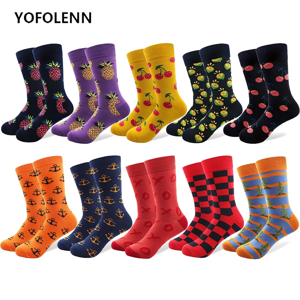 10 парт/Лот Фрукты Счастливые Носки Женщины Мужчины персонализированные