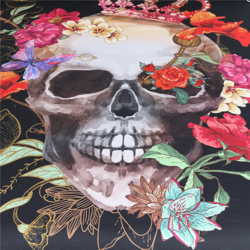 HM Life пододеяльник с наволочками короненный Цветочный Череп Печать король