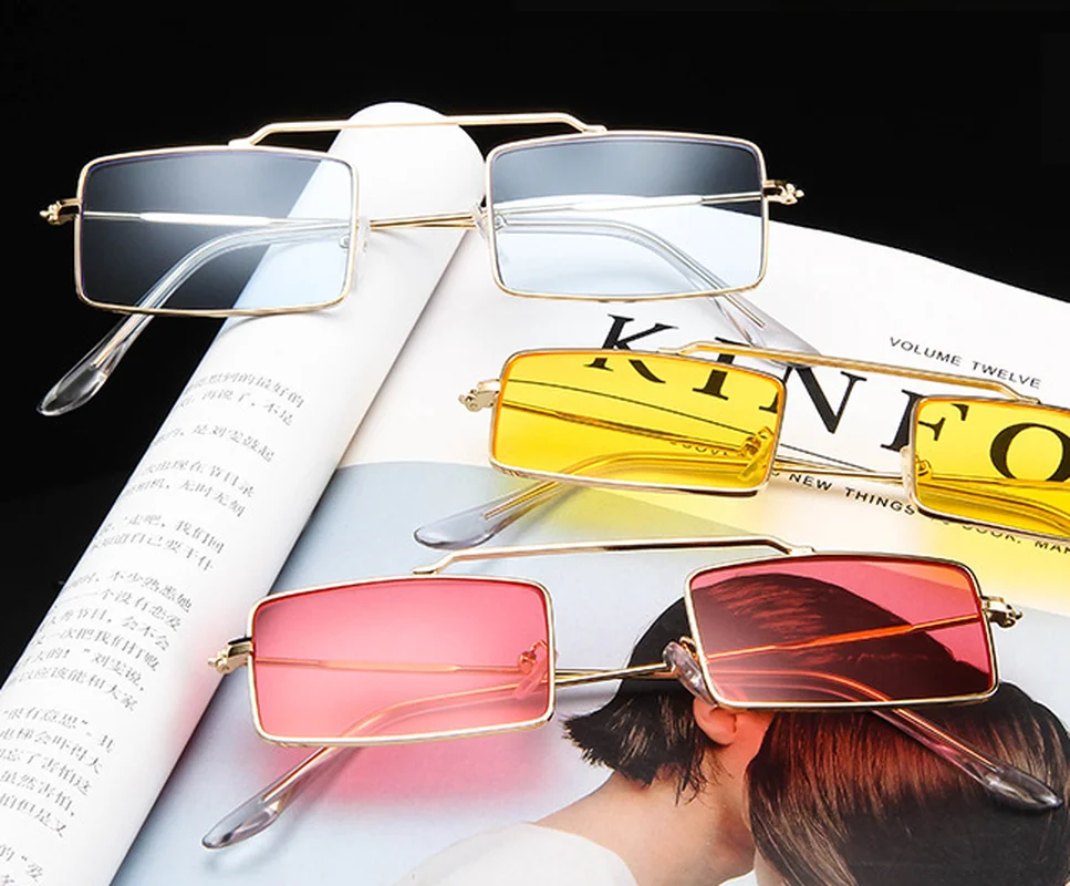 

European and American metal sunglasses trend ocean sunglasse Retro small square glasses personality fashion All-match sunglasses