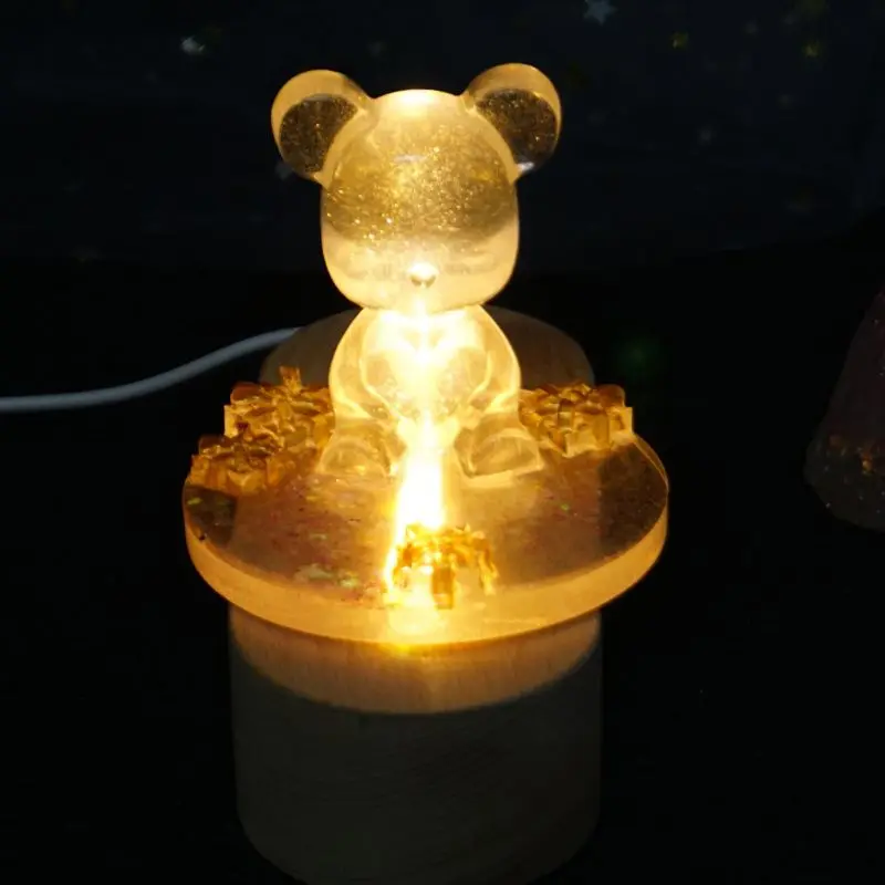 

Resin Art Wood LED Light Dispaly Base Crystal Glass Art Ornament LED Night Lamp