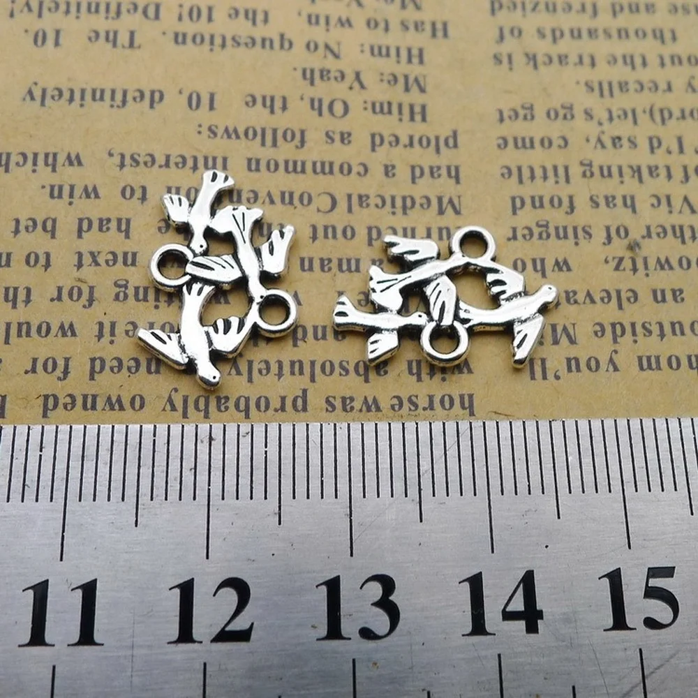 

300pcs Birds Charms 18mm x 16mm DIY Jewelry Making Pendant Antique Silver Color