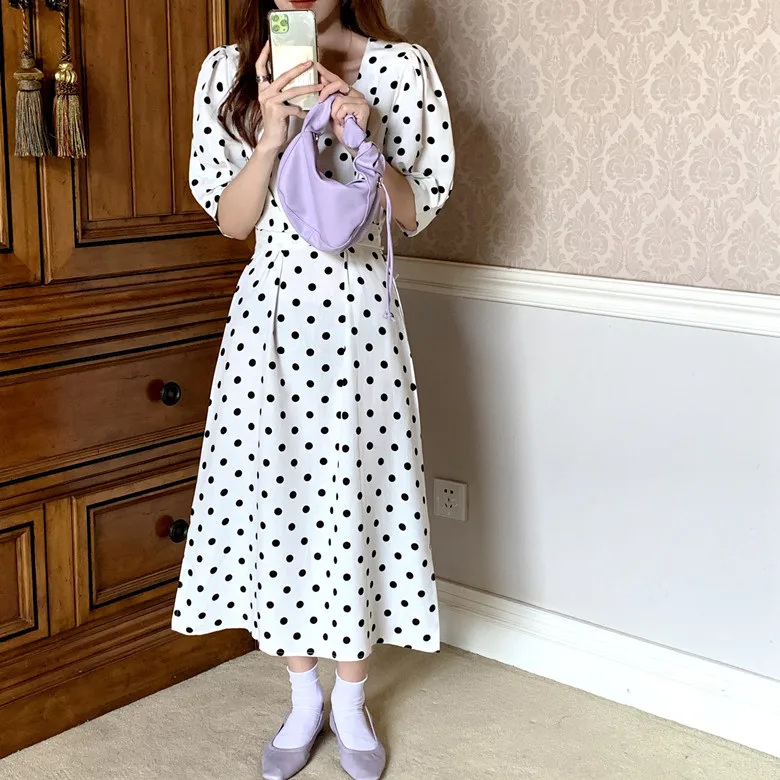 Женское винтажное платье-макси SHENGPALAE свободное тонкое элегантное платье в