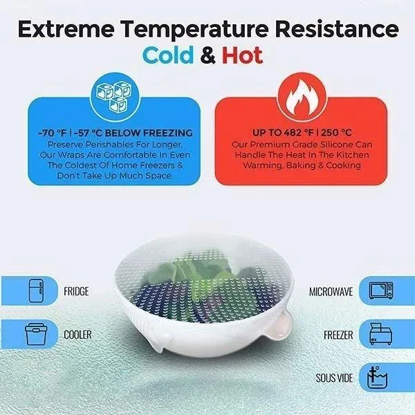 4 шт./компл. многоразовые силиконовые крышки для хранения свежих продуктов