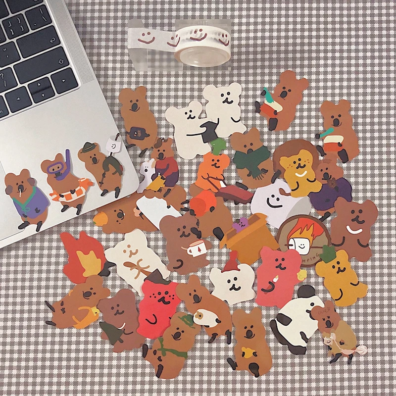 

Korean Cartoon Bear Koala Hand Account Waterproof Sticker Computer Phone Case Decoration Material Children's Stationery Sticker