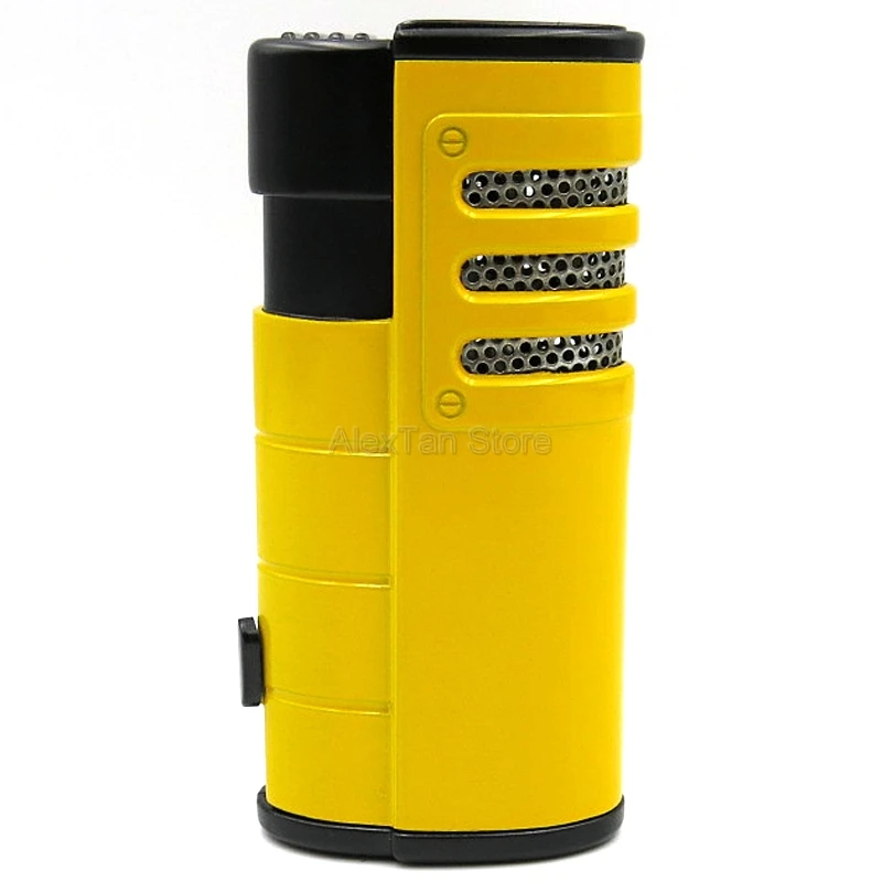 COHIBA Классическая Металлическая ветрозащитная желтая карманная портативная сигаретная зажигалка 3 фонарь Jet Flame W/Подарочная коробка