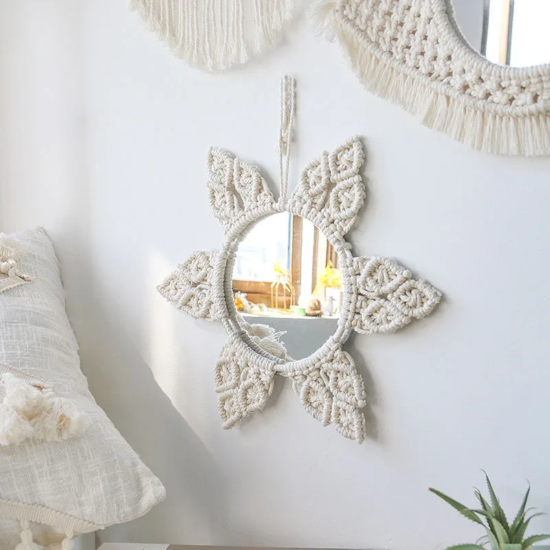 Boho Macrame Wall Hanging Mirror Creative Handmade Woven Tapestry Decoration for Home Living Room Bedroom LI | Дом и сад