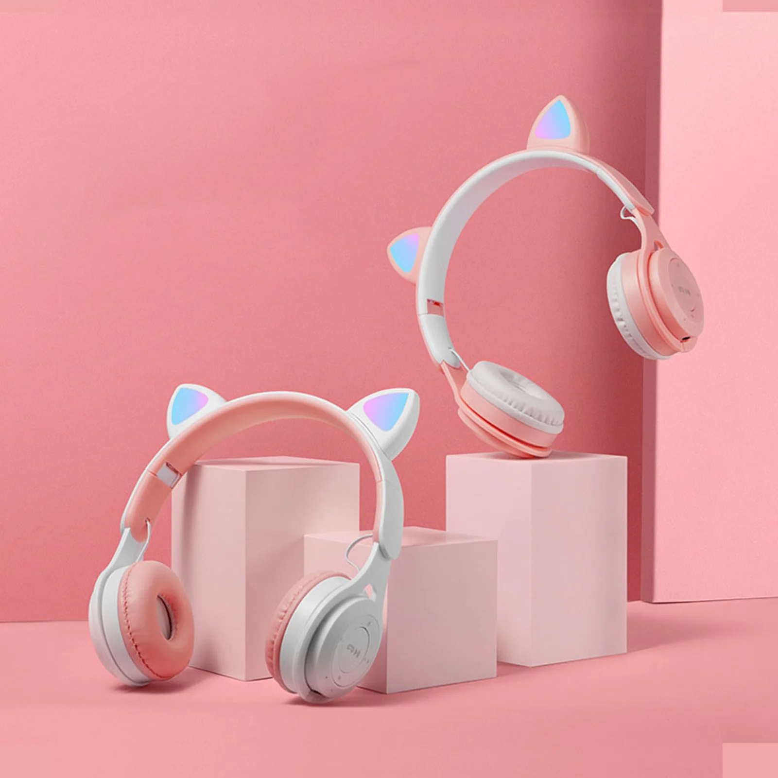 Симпатичные кошачьи ушки беспроводные наушники Bluetooth 5 0 игровая гарнитура