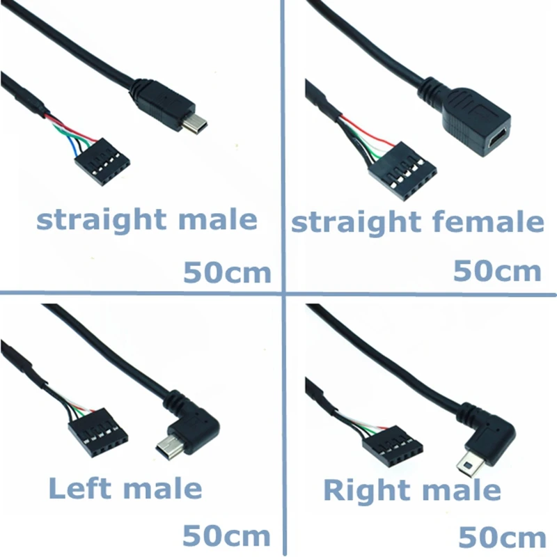 Лучшая цена 90 градусов колено Mini USB штекер-гнездо к DuPont 5-контактный гнездовой
