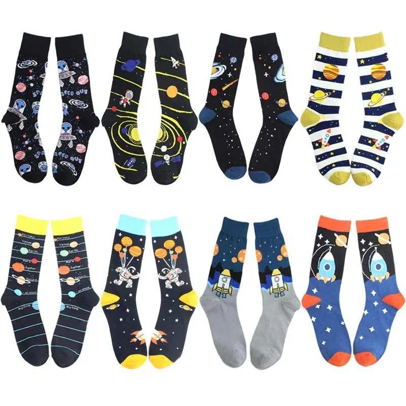 Носки для взрослых до середины икры с изображением Галактики звездное небо