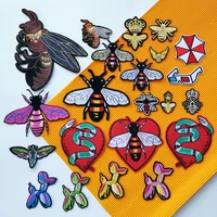embroidery bee patches for jacketssnake patchglasses bees badgescartoon dog balloon appliqueszk 485