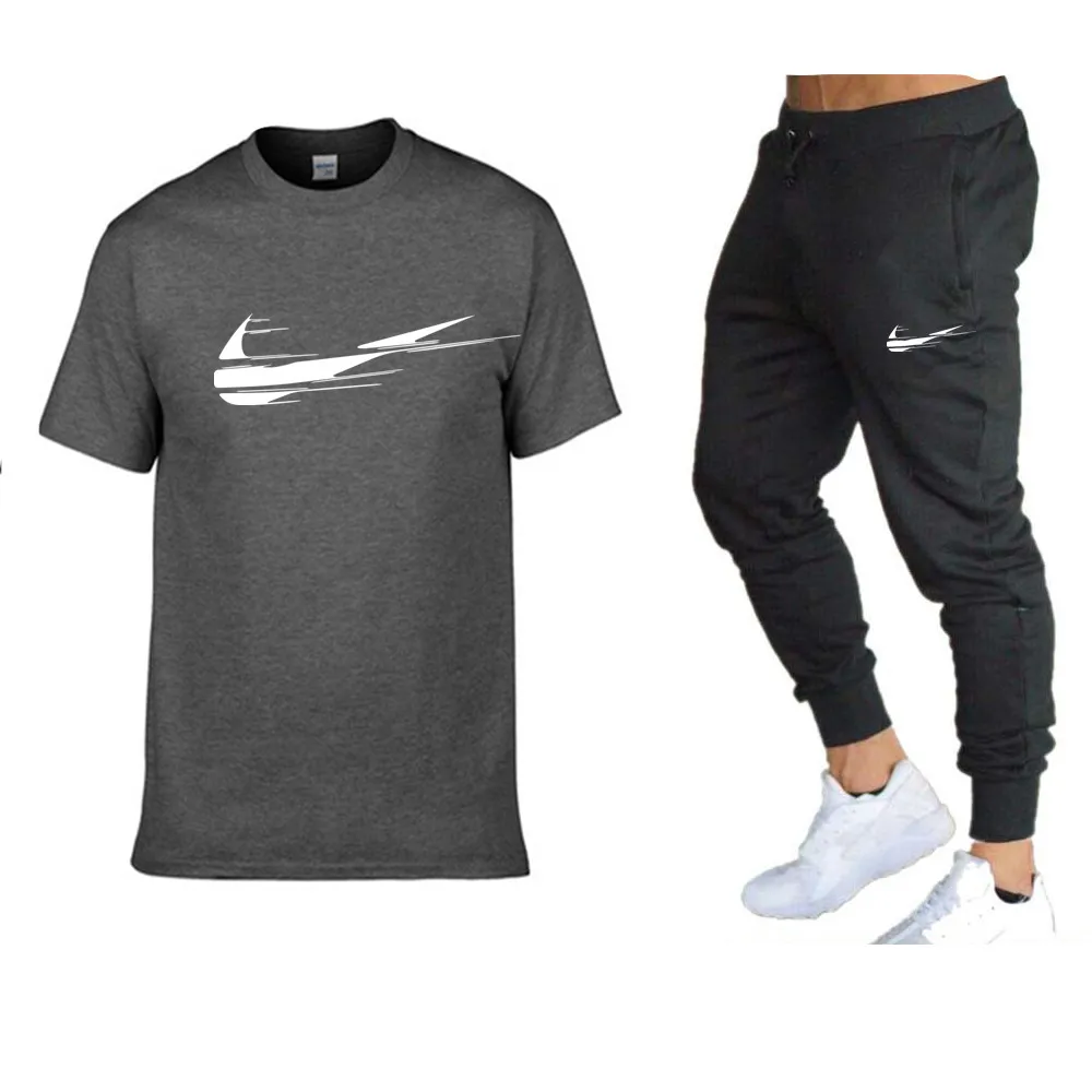 

2021 Men's T Shirt Brand Casual Tracksuit Summer Clothes Sportswear Two Piece Set Casual Tracksuit Track Clothing Male Sweatsuit