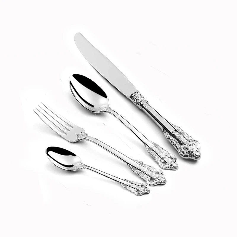 Столовые приборы из нержавеющей стали Западного стандарта 304 набор рельефной