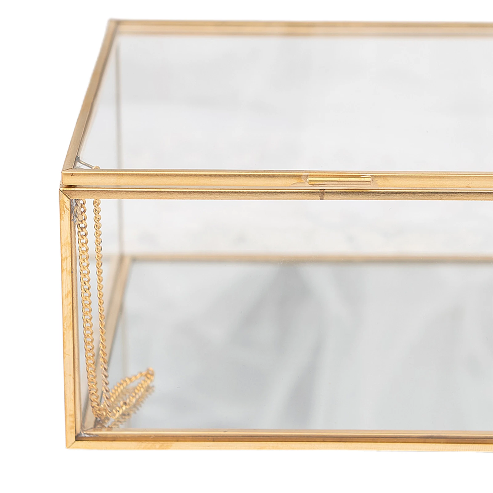 

Geometric Square Covered Glass Organizer Clear Glass Jewelry Storage Box