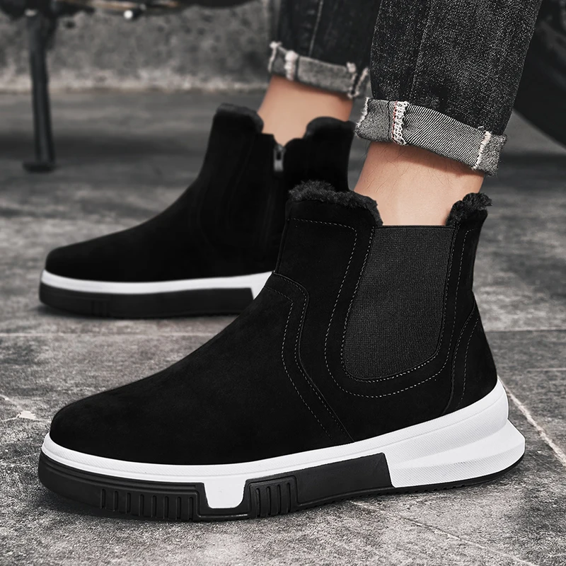 Мужские зимние ботинки с высоким берцем водонепроницаемая обувь из хлопка