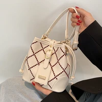 fashion female shoulder crossbody bag for women new lattice casual white blackbucket bags korean style ladies handbag