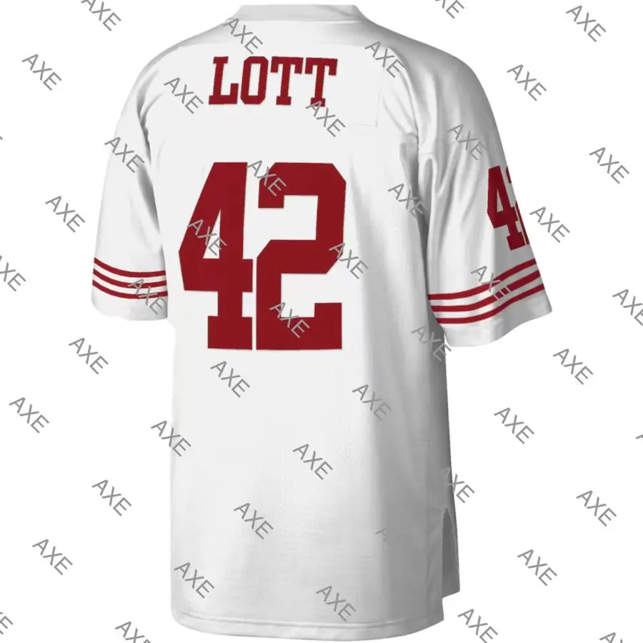 

New Embroidery Letters American Football Jersey Ronnie Lott Black White Red Men's San Francisco Limited Jersey