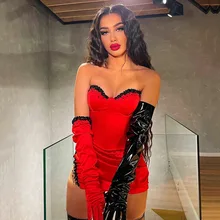 SoDigne Vestidos de Fiesta Cortos para mujer, minivestido de noche rojo con abertura lateral, Sexy, con cuentas, a la moda, 2022 (3)