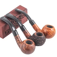 bent type pipe briar smoking pipe 9mm filter handmade old fashioned portable tobacco pipe for men