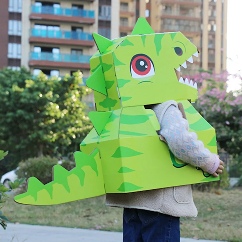 

Children'S Wearable Dinosaur DIY Animal Clothes Carton Making Cute Kindergarten Performance Toys Parent-Child Game Assembly Toys
