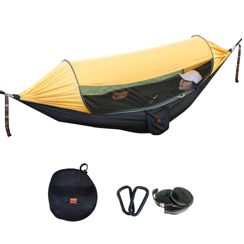 

New Shading Portable Outdoor Camping Hammock with high qualit Mosquito High Strength Parachute Fabric Hanging Bed Hunting Swing