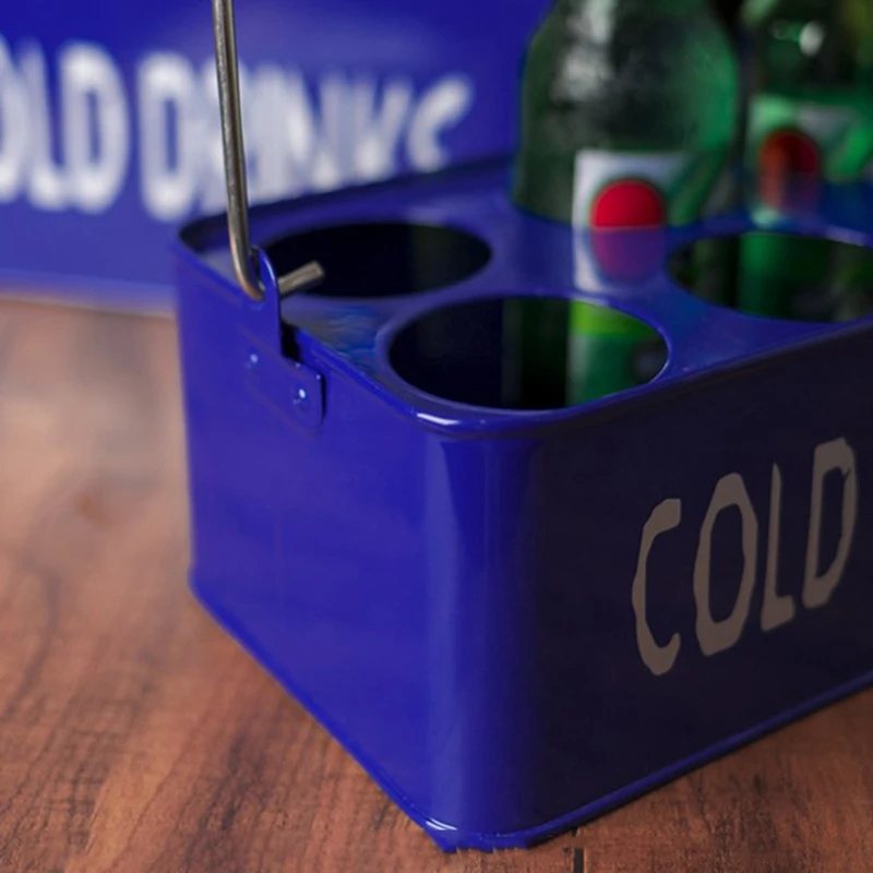 

Creative Beer Basket Simple Basket Portable Metal Wine Rack Bar KTV Portable Six Bottle Portable Beer Basket