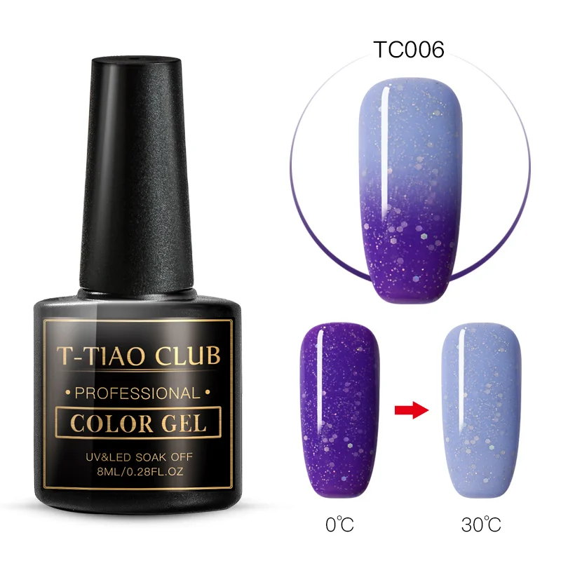 DS07047 T-TIAO клубный Радужный термальный меняющий Цвет гель для ногтей голографический Лак Блеск температура замочить от УФ ногти гель лак - Цвет: DS07047
