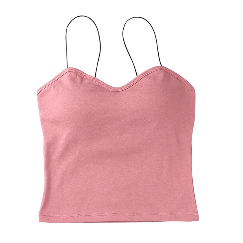 

Net Red Beautiful Back Underwear Free Wear Bra Cotton Inner Vest Strap Sexy Thin Shoulder Straps Solid Color Wear Camisole