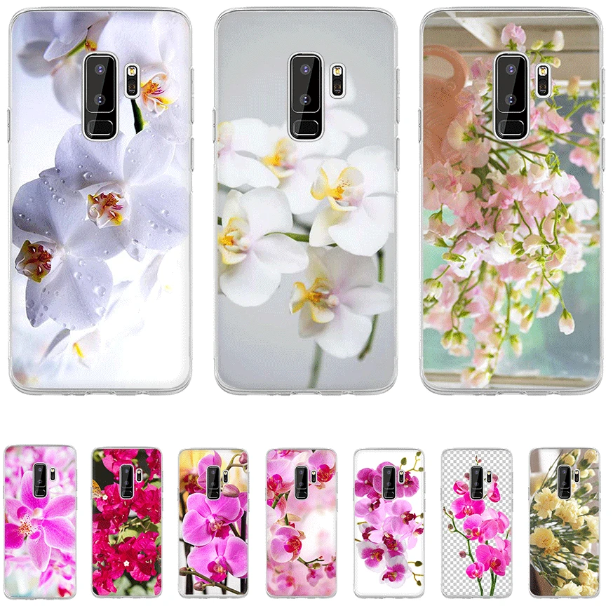Чехол для телефона из ТПУ Samsung Galaxy S6 S7 край S8 S9 S10 S10E Plus Note 8 9 M10 M20 M30 M40 крышка Орхидея