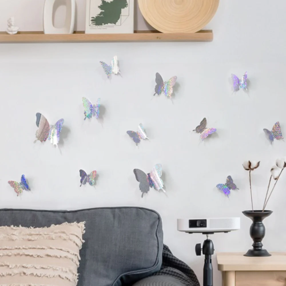 12 шт. ПВХ 3D симулятор вспышки DIY искусственная Орхидея Бабочка наклейки на стену