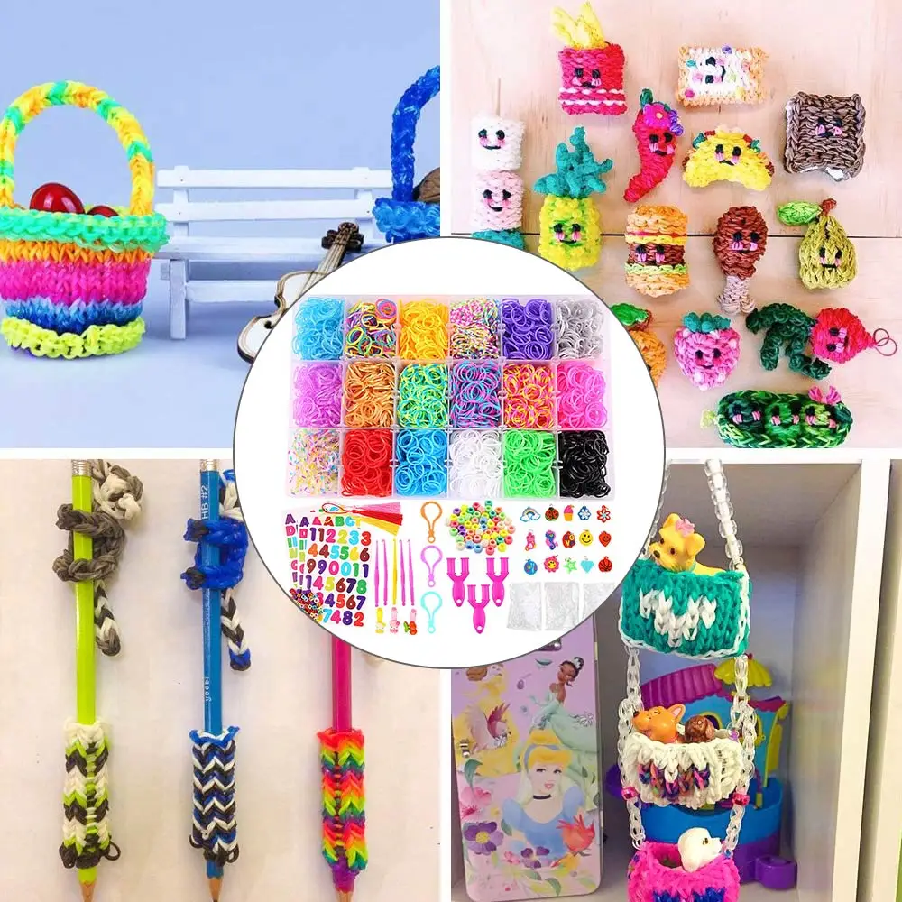 

Kids Toys Bands Bracelet Handicraft Kit Rubber Loom Bands Bracelet Make Kit Girl Gift Elastic Weave Bands set 4400/10000pcs set