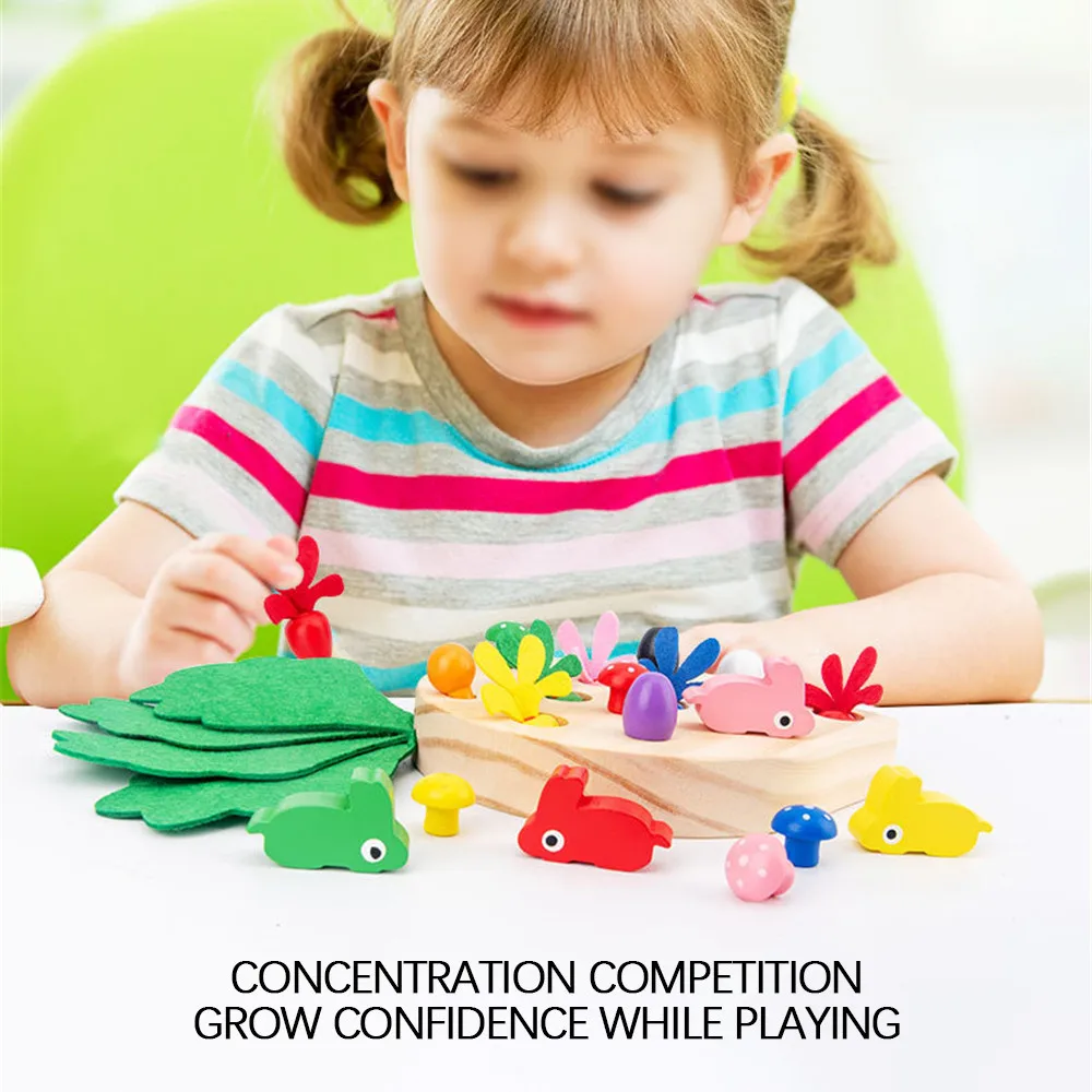 

Early Educational Wooden Pulling Radish Toys for Baby Brain Developing Hand-eye Coordination Building Blocks Kit Children Gift