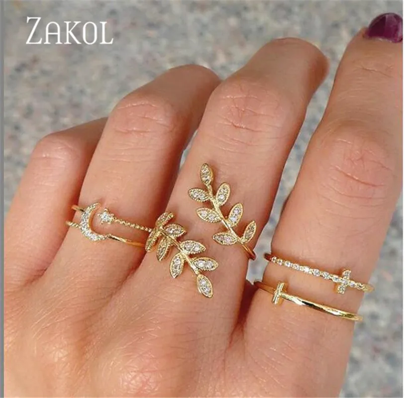 Женское Открытое кольцо ZAKOL свадебное Ювелирное Украшение с трапециевидным