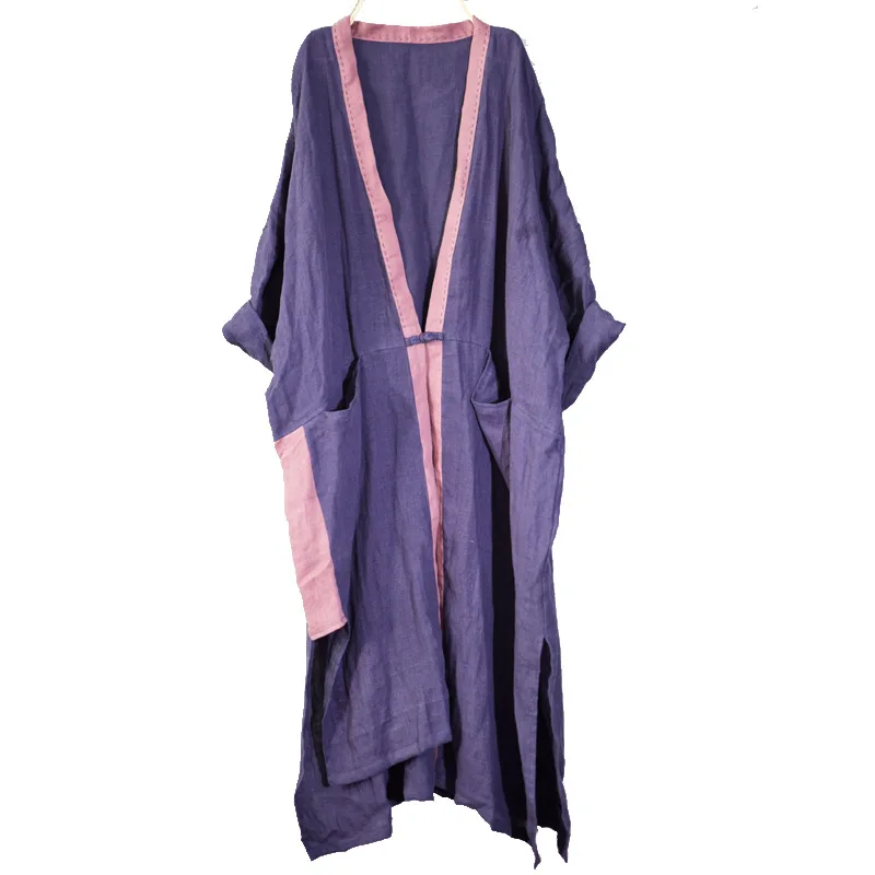 Женское свободное льняное пальто-Тренч верхняя одежда женское длинное пальто