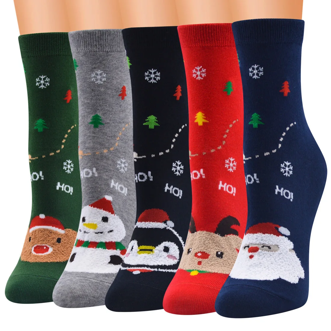 

Fashion Women Socks Christmas Cartoon Pattern Art Printing Men Home Apparel Breathable Female Middle Tube Cotton Skateboard Sock