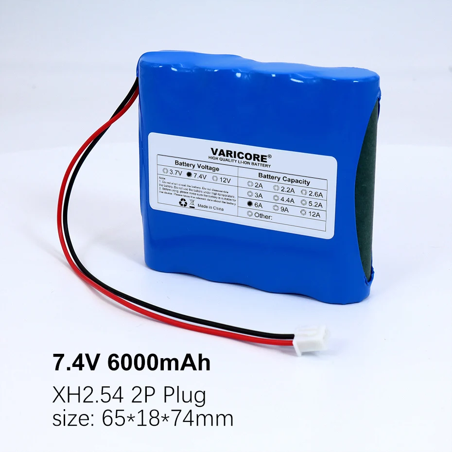 7.4V/8.4V 18650 lithium battery 2600mAh 3000mAh 5200mAh 6000mAh 9000mAh 12000mAh with PCB Protect XH2.54 2P Plug | Электроника