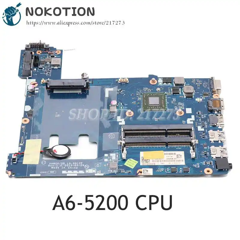 

NOKOTION For Lenovo IdeaPad G505 Laptop Motherboard 15.6 inch VAWGA GB LA-9912P MAIN BOARD A6-5200 CPU DDR3