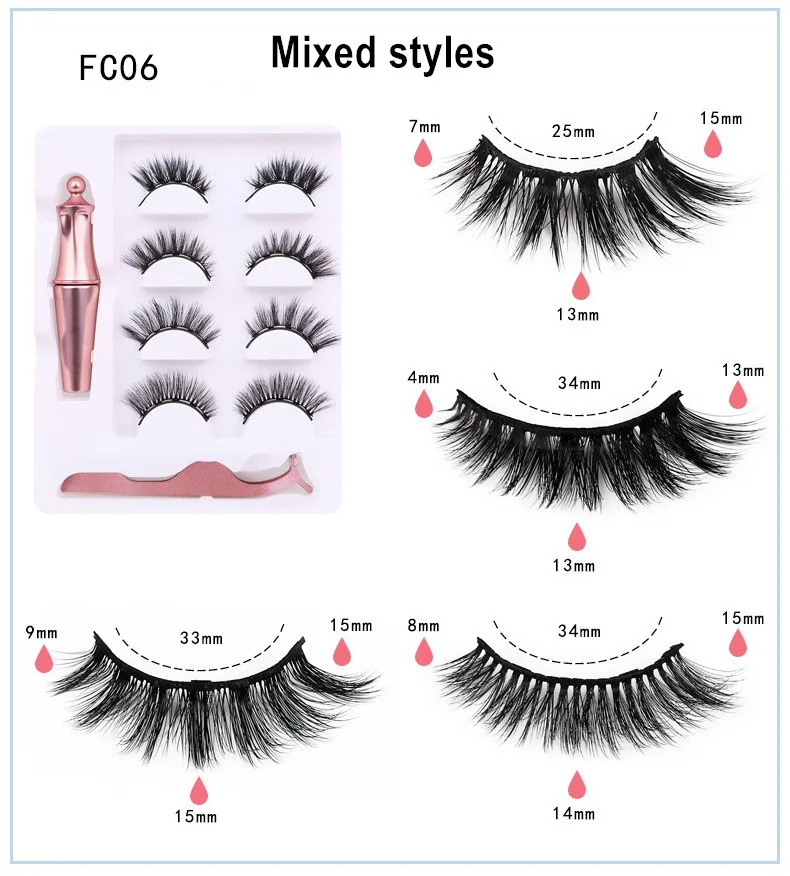 2020 New 5 Magnetic Fake Eyelashes Liquid Eyeliner Tweezer Set Handmade Natural Long Lasting Magnet Eyelash Faux Cils Magnetique | Красота и