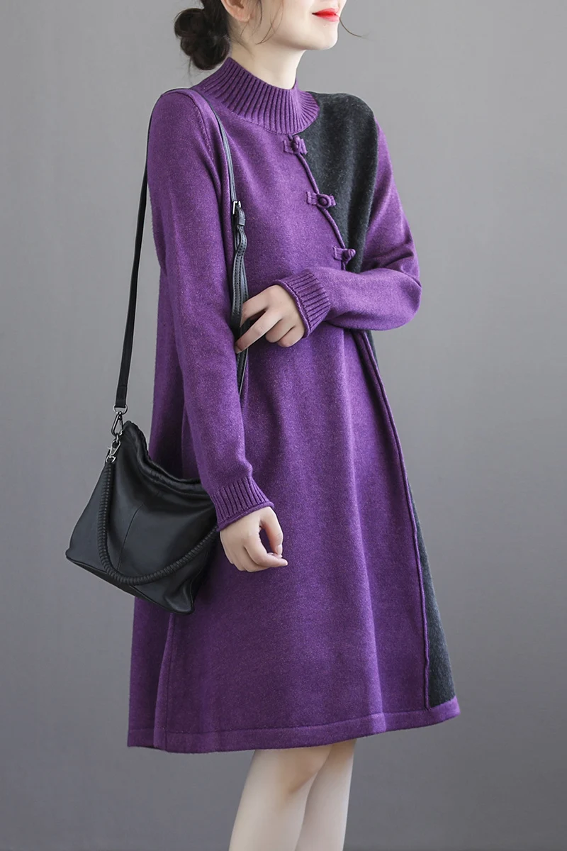 

Autumn Winter Sweater Dress Women long sleeve casual loose dress
