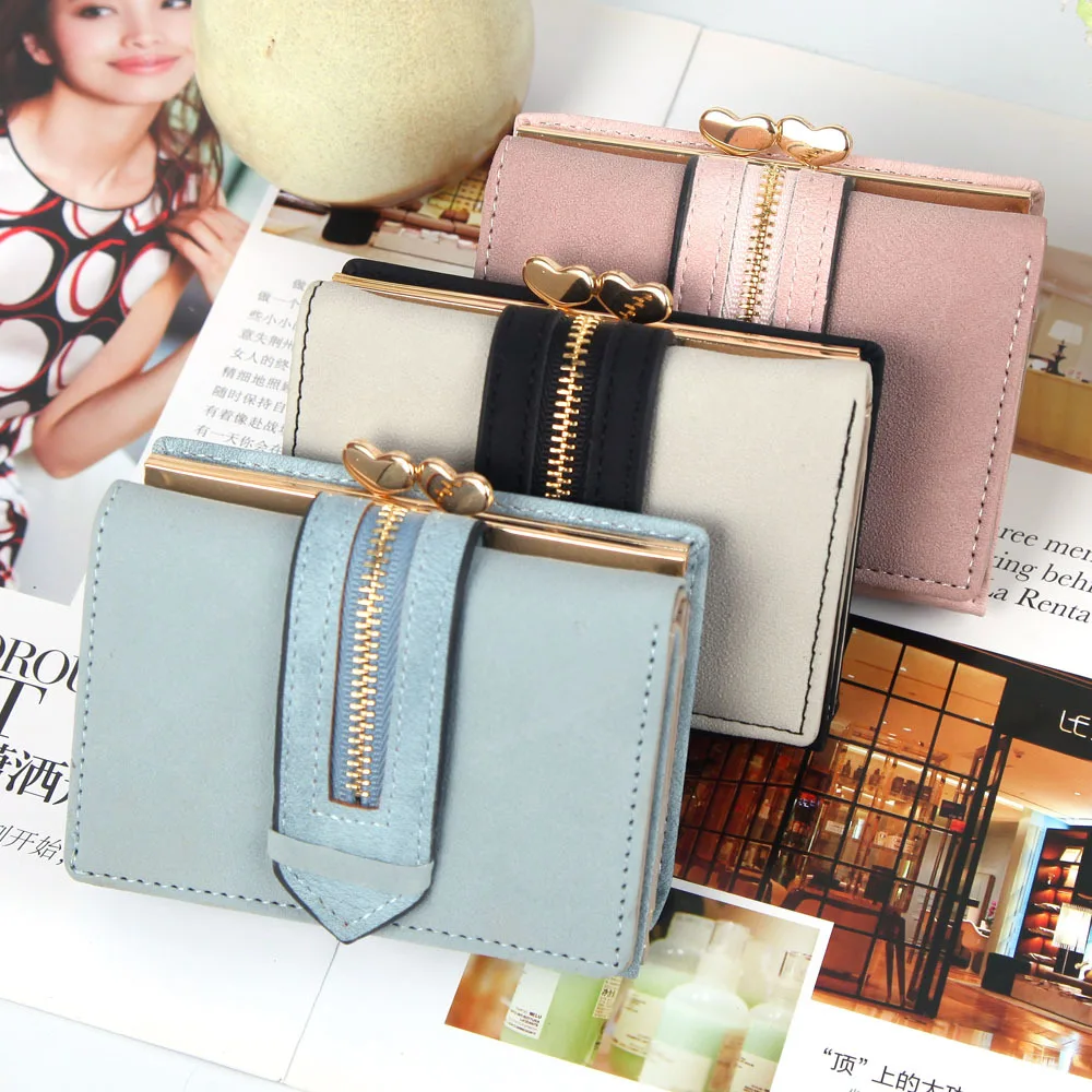 

New ladies wallet short small coin purse tide three fold cute student small fresh folding wallet card bag multifunctional wallet