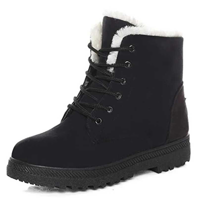 Christmas Winter Boots Women Warm Plush Ankle Lace Up Casual Shoes Woman Botas Snow Flat Feminino Mujer Botte Femme | Обувь