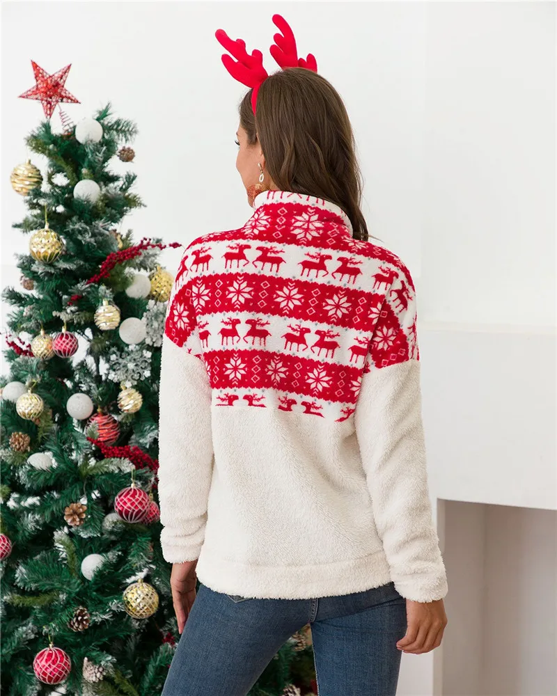 Флисовая Толстовка модные рождественские Лоскутные пушистые толстые толстовки