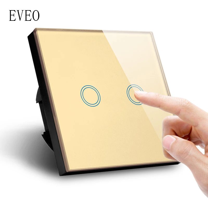 EVEO стандарт ЕС сенсорный выключатель света настенный панель из закаленного