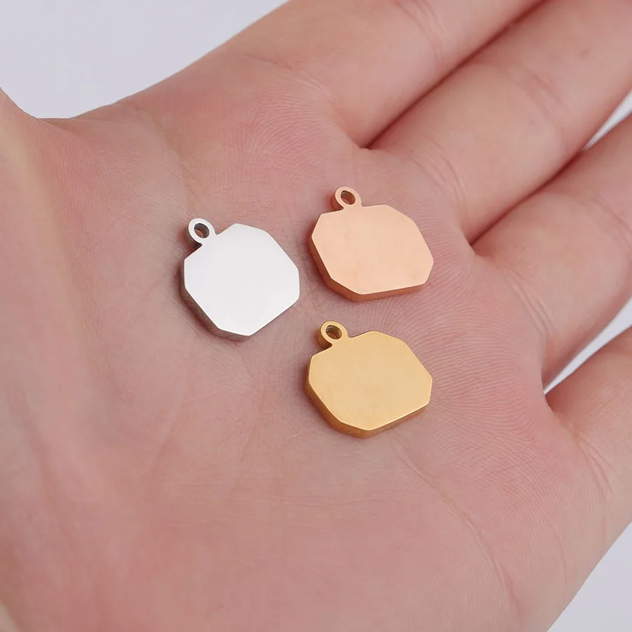 100% нержавеющая сталь пустой прямоугольник очарование для гравировки